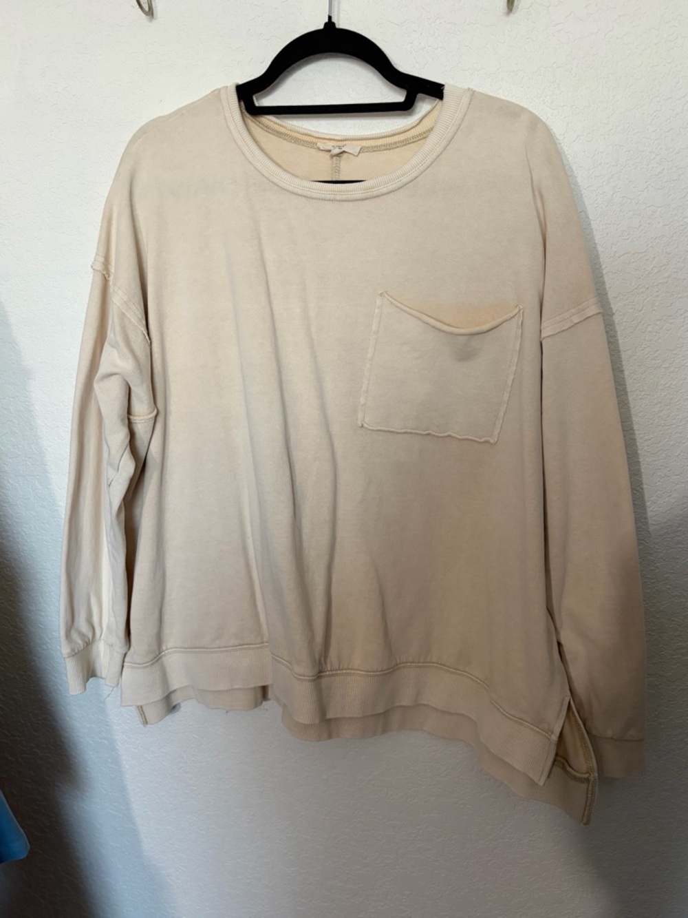 easel Cream Ribbed-Neck Pullover